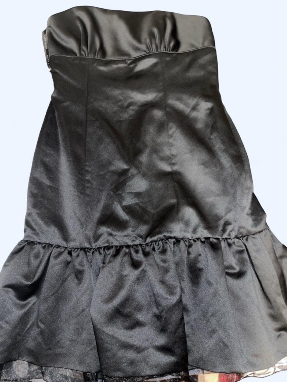 Alfred Angelo Black Strapless A-Line Dress with Ruffle Hem
